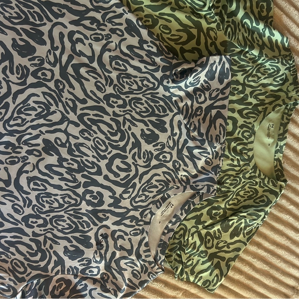 Under Armour Short Sleeve Tees - Gray and Green Animal Print